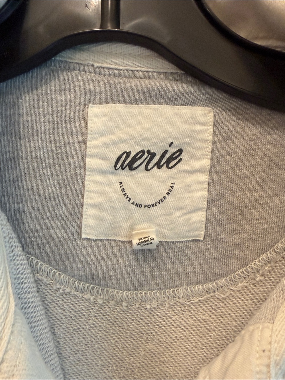 Aerie Light Gray Pullover Sweatshirt with Cream Collar - Picture 2 of 2